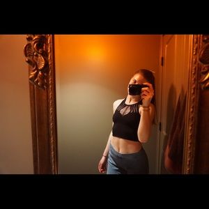 Black high neck crop top